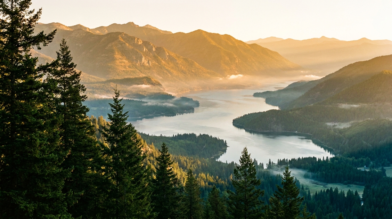 Lake Pend Oreille and the Selkirk mountains above Sandpoint, Idaho